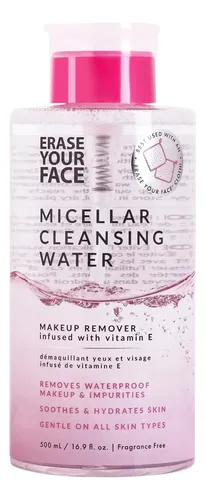 Desmaquillante Con Agua Micelar Erase Your Face, 16.9 Onzas