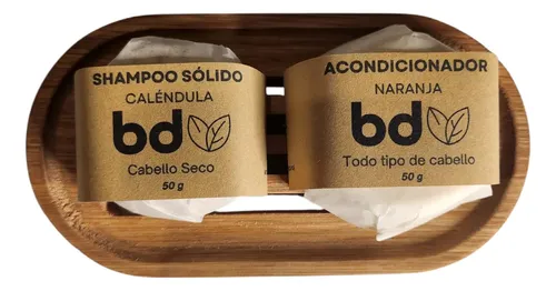 Kit Sólido Shampoo Caléndula Y Arcilla Blanca+acond Naranja