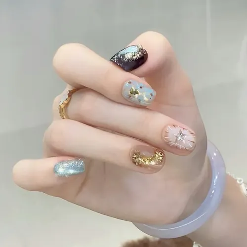 Alta Calidad Parche De Uñas Portátil Vintage Amber Star Dot