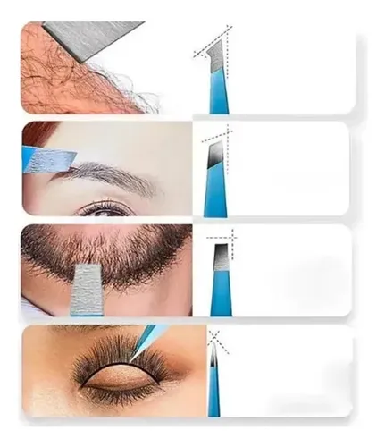 Juego De 4 Pinzas Para Cejas Con Estuche, Azul