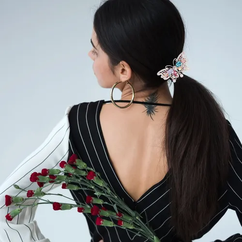 2 Broches Automáticos De Cristal Con Pinza Para El Pelo Para