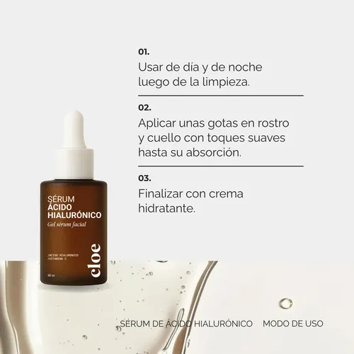 Sérum Facial Ácido Hialurónico y Vitamina C Vegano Cloe 30 ml