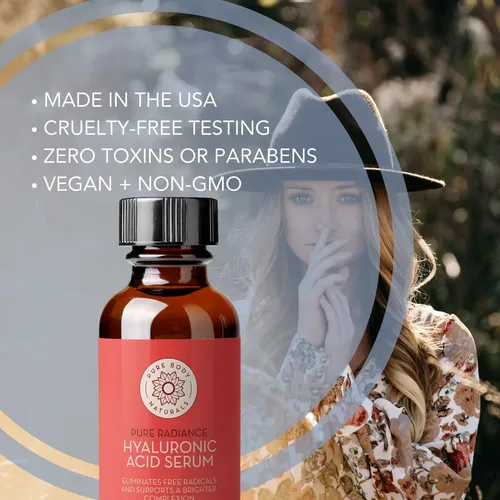 Sérum De Ácido Hialurónico Pure Body Naturals, 1 Onza, Para  Todo Tipo De Piel Día/noche