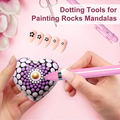 Kit Para Uñas Con Puntero Y Pintura Rosa Para Diseño