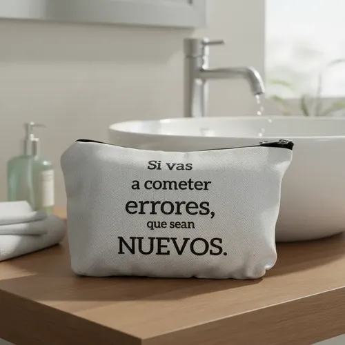 Neceser De Lona Estampada 21×14 Organizador Viaje Maquillaje Errores