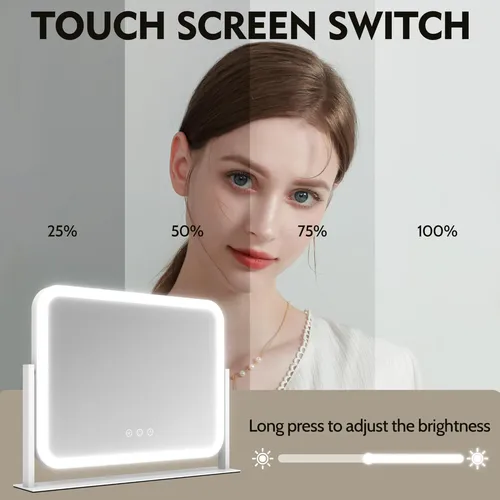 Espejo De Maquillaje Iluminado, Espejo De Tocador De 17 X 13 Blanco
