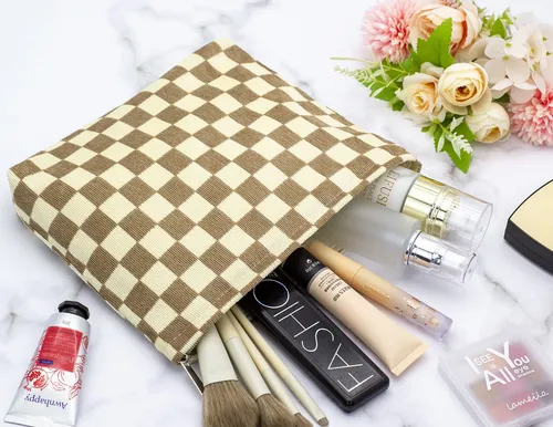 Bolsa De Maquillaje Pazimiik De Pana Con Cierre Grande Para