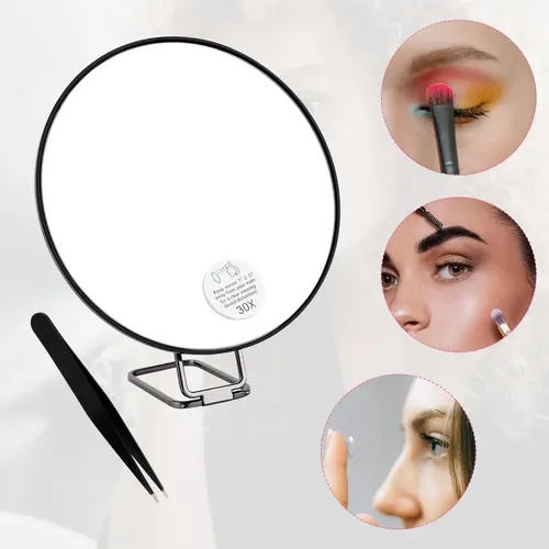 Espejo De Maquillaje Redondo 30x Con 3 Ventosas Y Giro 360°