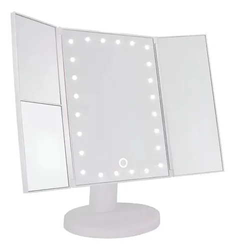 Espejo Tríptico De Maquillaje Con Luces Led Táctil Blanco