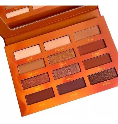 Paleta de Sombras Beauty Creations Hot Fire con 12 Tonos Multi satin y mate