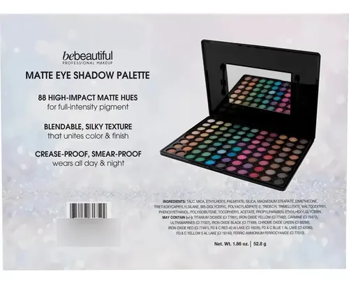 Paleta De Sombras 88 Colores Bebeautiful Mate Profesional Multicolor