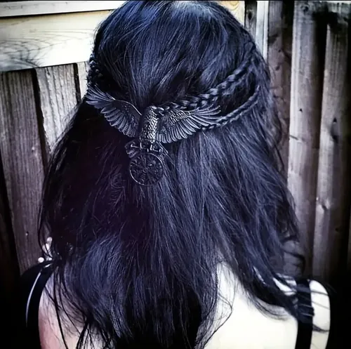 Hebilla Broche Cuervo Metal Pelo, Moda Estilo Look Dark