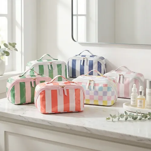 Bolsa De Maquillaje Con Estampado Multicolor Con Cierre Extr