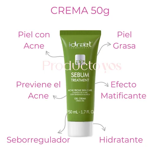 Crema Sebum Piel Grasa Acne Granos Tratamiento 50g Idraet