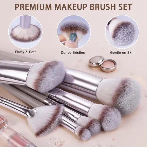 Set 55 Brochas Maquillaje Hghdbt Profesional Estuche Café