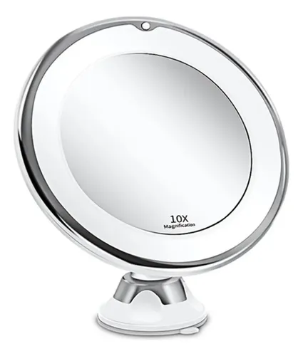 A Espejo De Maquillaje Led Con Aumento De 10x, Ventosa