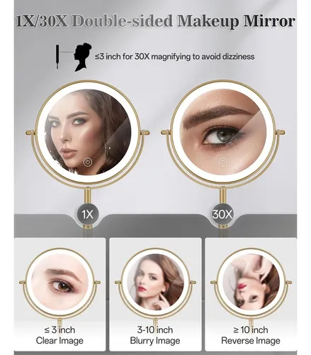 Espejo De Maquillaje Con Luces, Espejo De Aumento Iluminado