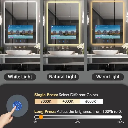 Espejo Baño 24×32 Led Táctil Antivaho Wifi Bluetooth