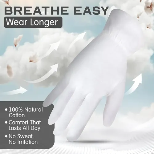 Guantes Algodón Blancos Hidratantes Para Dormir 8 Pares