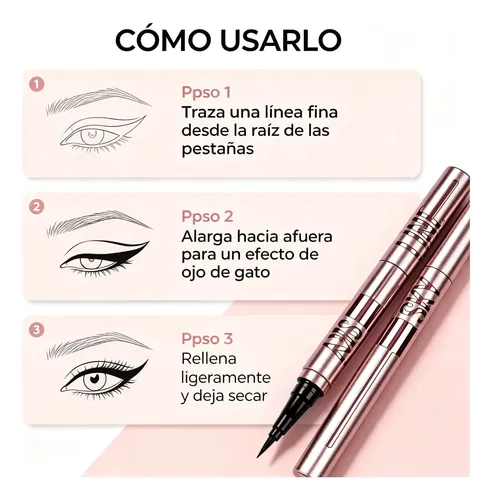 Delineador De Ojos Waterproof Larga Duración Negro