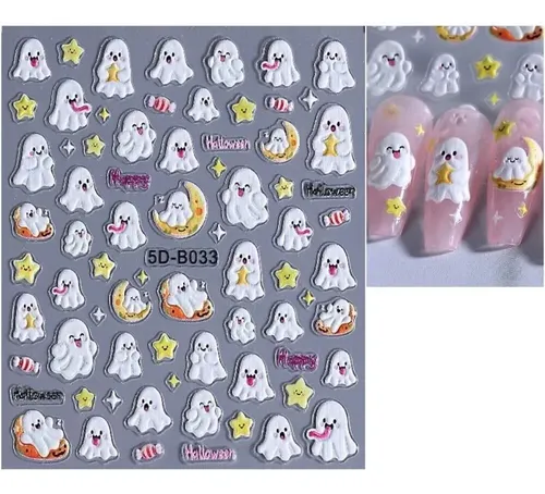 3 Pegatinas For Uñas De Halloween, Autoadhesivas, Calabaza