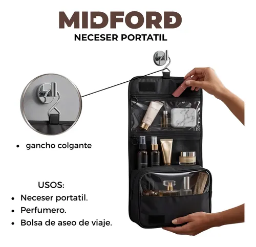 Portacosmeticos Maquillaje Negro Midford Organizador Viaje