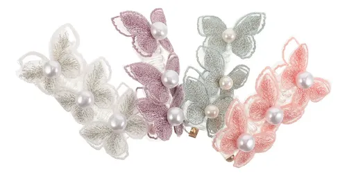 ..4 Cintas Para El Pelo Con Forma De Mariposa Con Alambre De Multicolor Rayas
