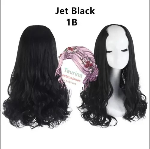 Cortina De Cabello Orgánica Tipo A Importadas Color Negro Ondulado