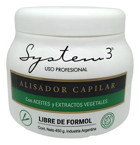 Alisador Capilar Libre De Formol Con Aceites System 3 450gr