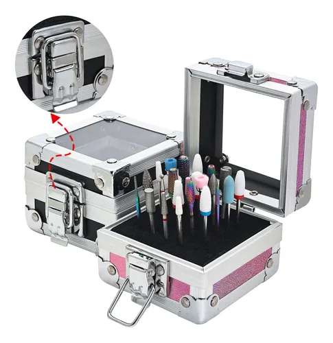 Nail Drill Grinding Bit Holder Box,professional Nail Silver