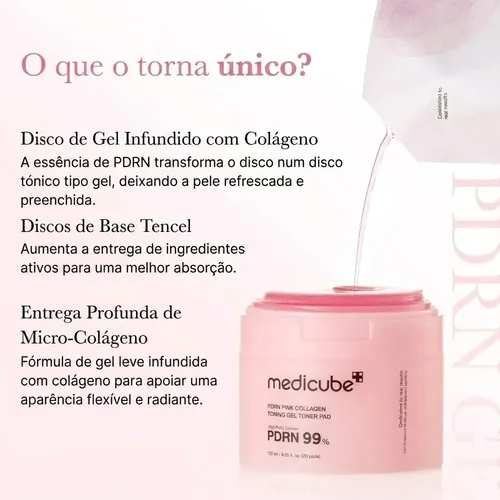 Almohadilla Tónica en Gel Medicube con Colágeno Rosa y PDRN para Cuidado Facial