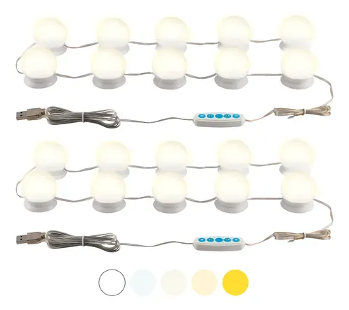 Kit x20 Luces Led Espejo Gadnic Z1300 20 Bombitas 5 Tonos 5V 1W 50000 Horas