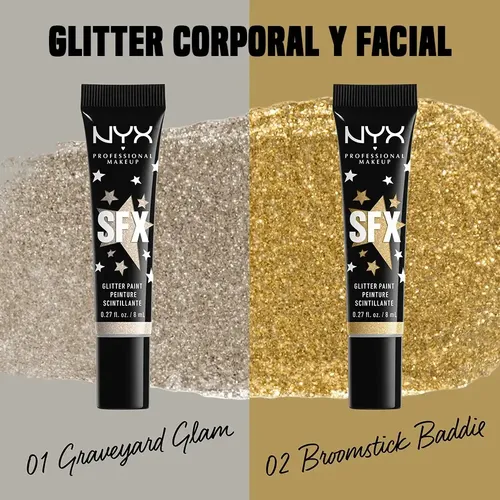 Glitter Para Cara Y Cuerpo Hallowen, Nyx Professional Makeup Color De La Sombra Graeyard Glam