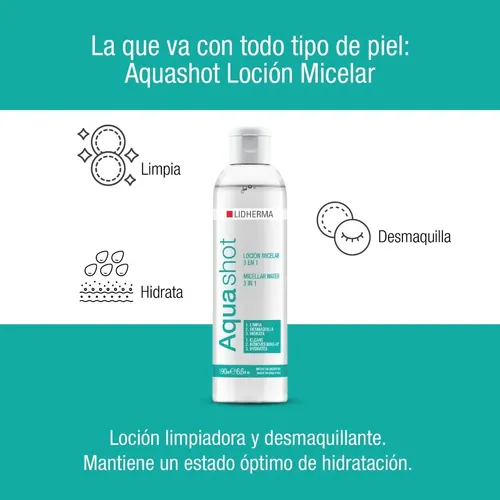 Aqua Shot Locion Micelar Limpiadora Desmaquillante Lidherma