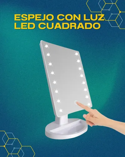 Espejo rectangular de pie Hytoshy HT-301 con luz a batería/corriente doméstica marco blanco