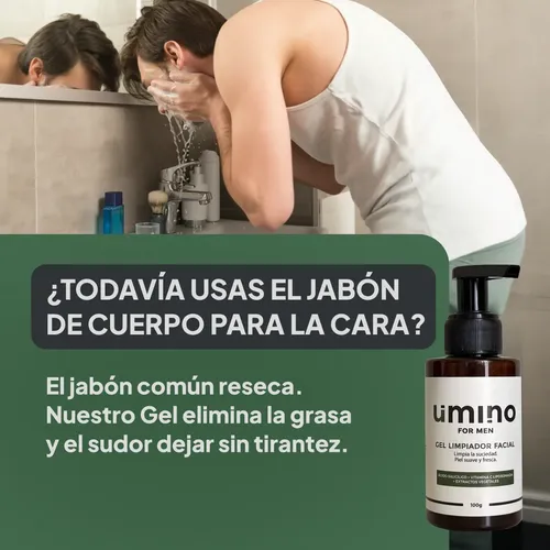 Kit Skincare Hombre Piel Grasa Antiage Umino Gel Serum Crema