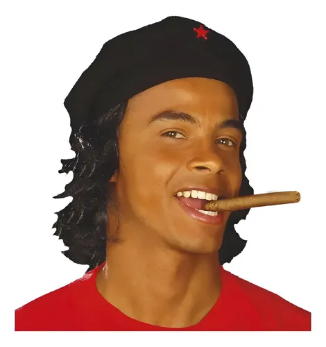 Peluca Che Guevara Con Boina Negro Manzana Cotillón Disfraz Adultos