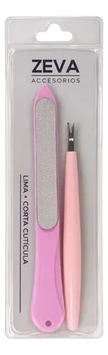 Lima Metal Y Repujador Cutículas Uñas Manicuría Zeva