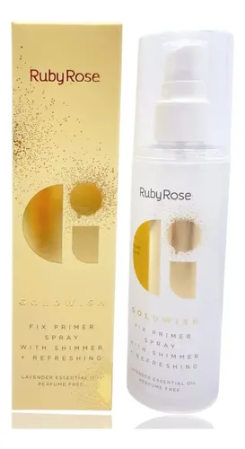 Fijador Maquillaje Shimmer Primer Spray Pink Gold Ruby Rose