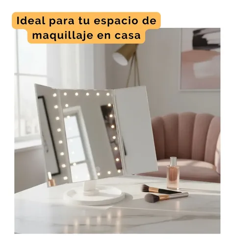 Espejo Maquillaje Pantalla Táctil Luz Led Giratorio Aumentos