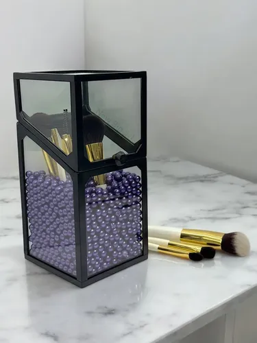 Organizador De Brochas Maquillaje Vidrio Premium Sin Pincel