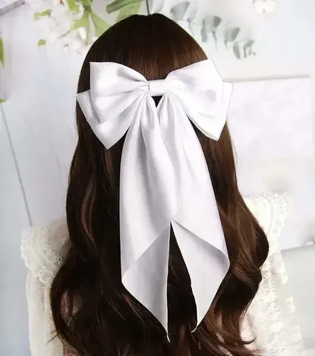 Pinza For El Pelo Coreana Con Lazo Grande Blanco Y Bonito