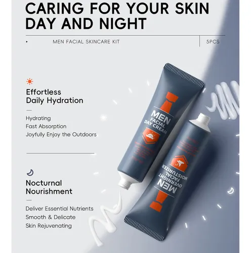 /set De 5 Piezas Para Hombre, Exfoliante, Limpiador Y Crema