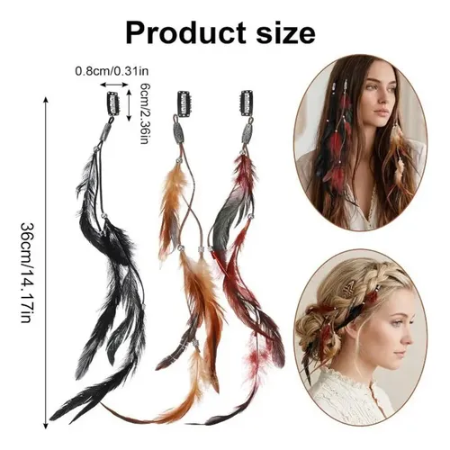 3 Pinzas Para El Pelo Con Forma De Plumas, Extensiones De Ca