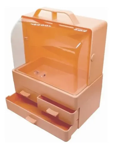 Caja Organizador De Cosméticos Alhajas Cajones Maquillaje Color Rosa