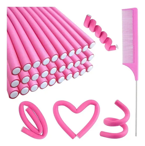 30 Rulos De Pelo Con Peine Varillas Flexi Set De Rizadores