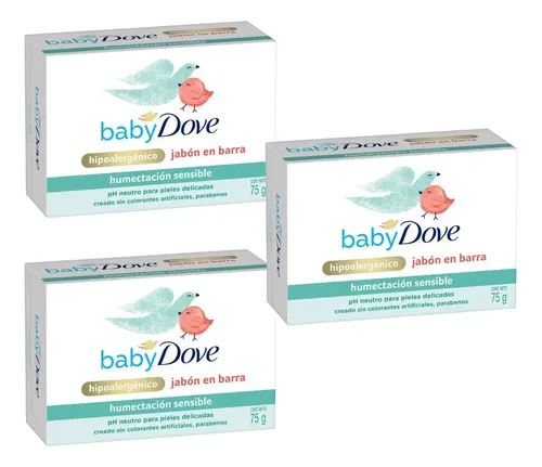 Dove Baby Jabon Barra Hipoalergénico Humec Sensible X 3 Unid