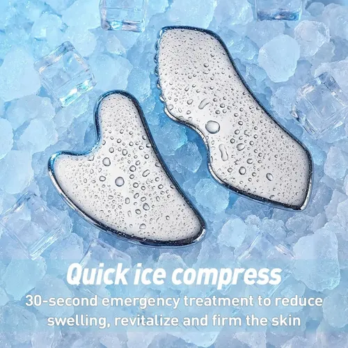 Set Gua Sha Facial Acero Para Masaje Y Anti Hinchazón