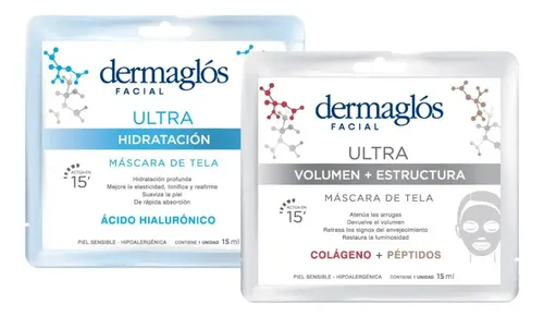 Dermaglós Rutina De Cuidado Facial Con Máscaras De Tela X2