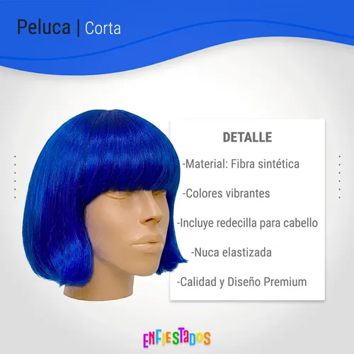 Peluca Lacio Corto Carré Para Cotillón Y Fiesta Disfraces